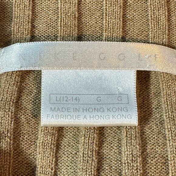 Nike Golf Women's sz Large Tan V-Neck Long Sleeve Knit Sweater Wool Blend - Picture 3 of 9
